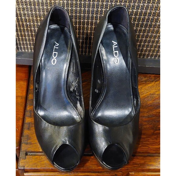 ALDO Women's  Black 5 Inch Peep Toe Stilleto with 1 Inch Platform. Size 8.5 - Picture 10 of 10